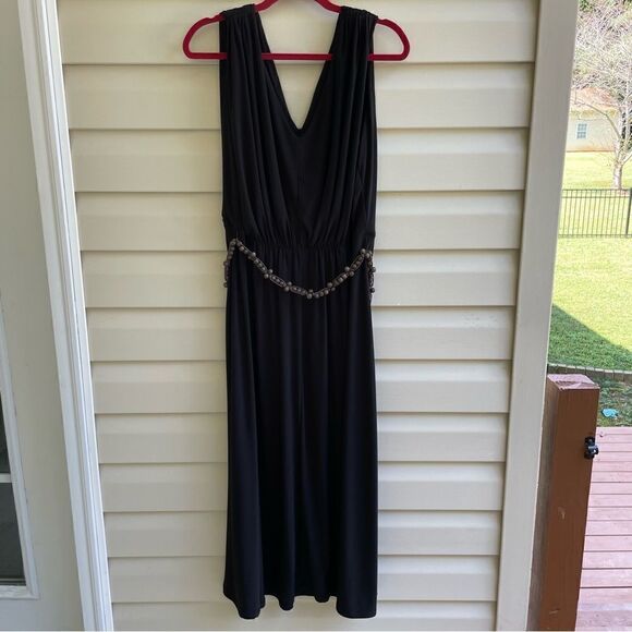NWT JONES NEW YORK BLACK DRESS WITH BEAD BELT SIZE 16 - Picture 2 of 13